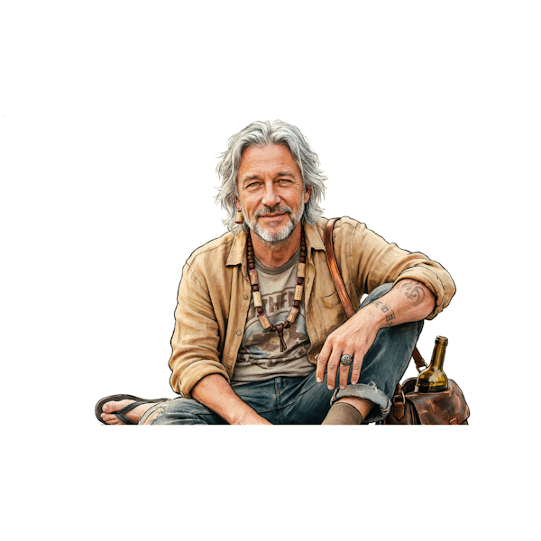 Garry meditating on a bottle